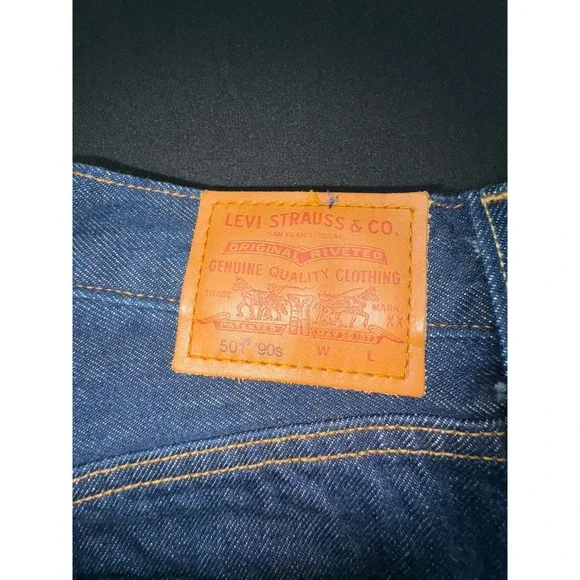 NWOT Levi's 501 Selvage Red Tab Button Fly Straight Blue Denim Jeans Sz 33x32 - Picture 12 of 16